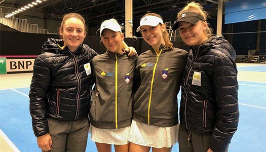 Fed cup ekipa po zmagi nad Švedsko 2018 Fed cup ekipa po zmagi nad Švedsko 2018